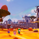 Mario and Rabbid Peach and Rabbid Luigi run toward the camera in Sparks of Hop.e